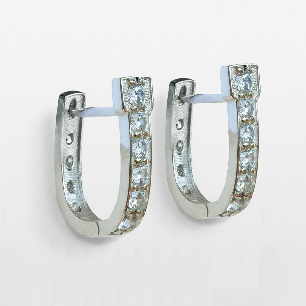 Colton - Diamond Cut Horseshoe Coin Earring in Silver