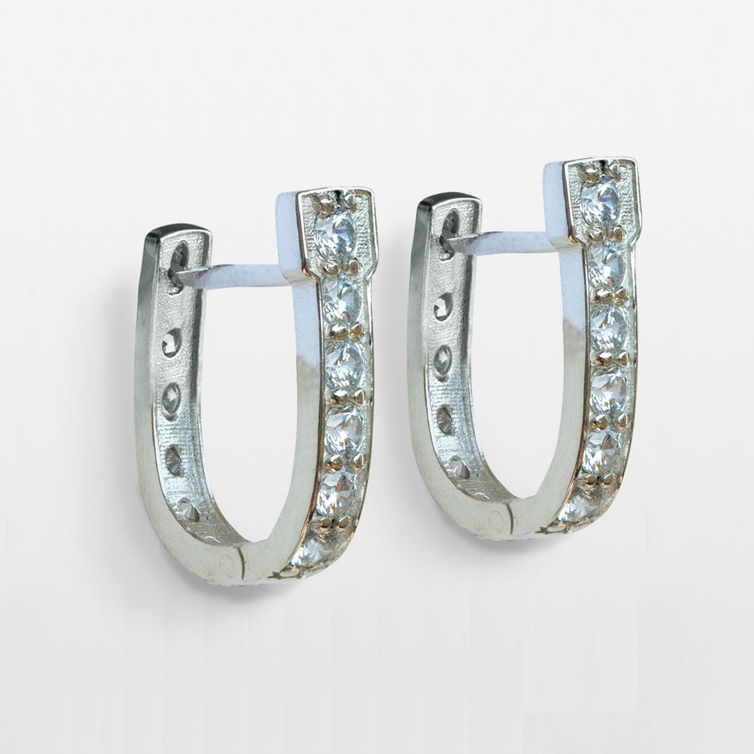 Colton - Diamond Cut Horseshoe Coin Earring in Silver