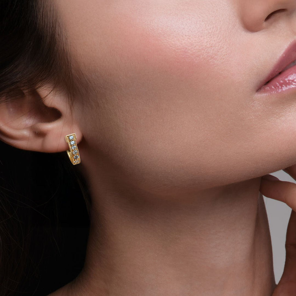 Colton - Diamond Cut Horseshoe Coin Earring in Silver