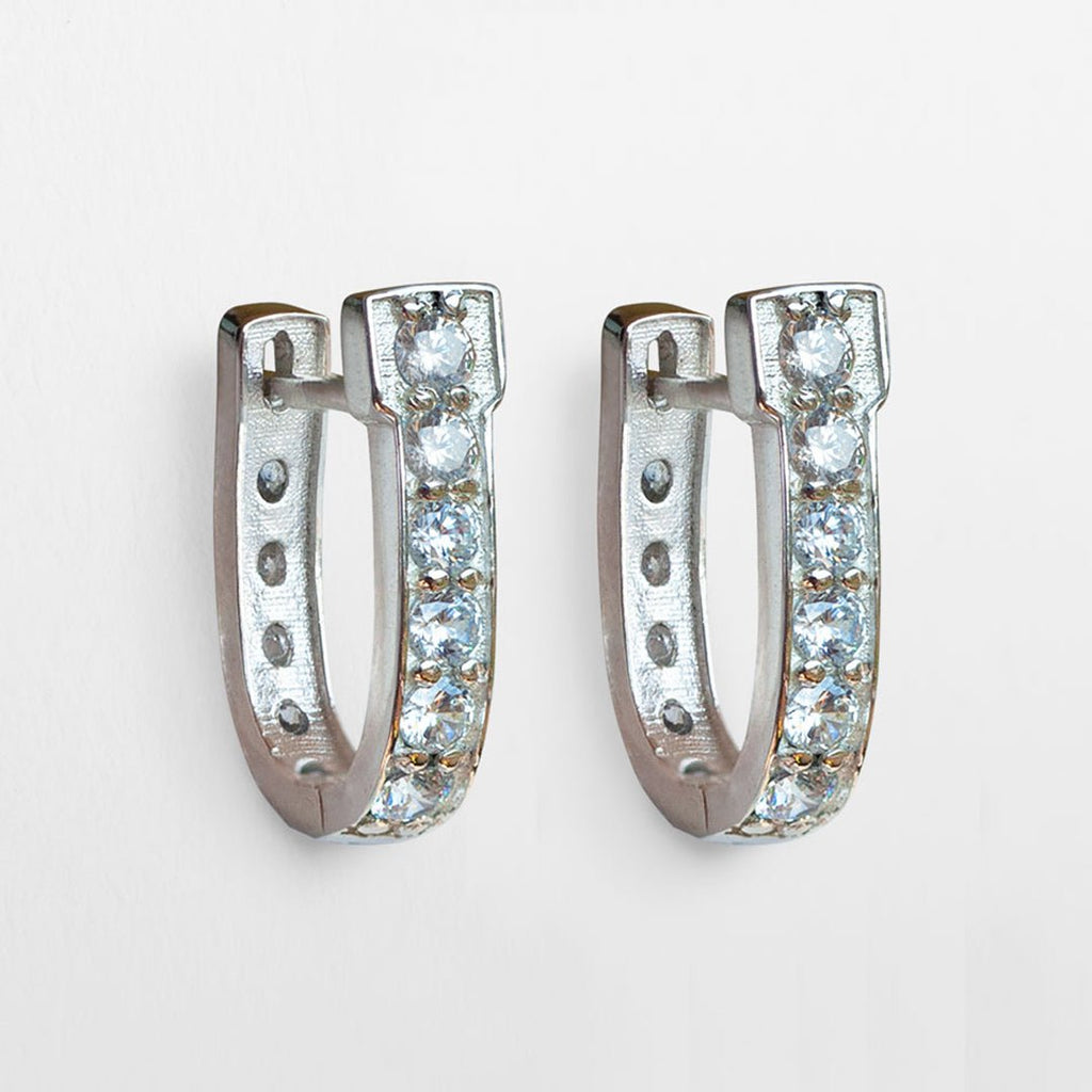 Colton - Diamond Cut Horseshoe Coin Earring in Silver