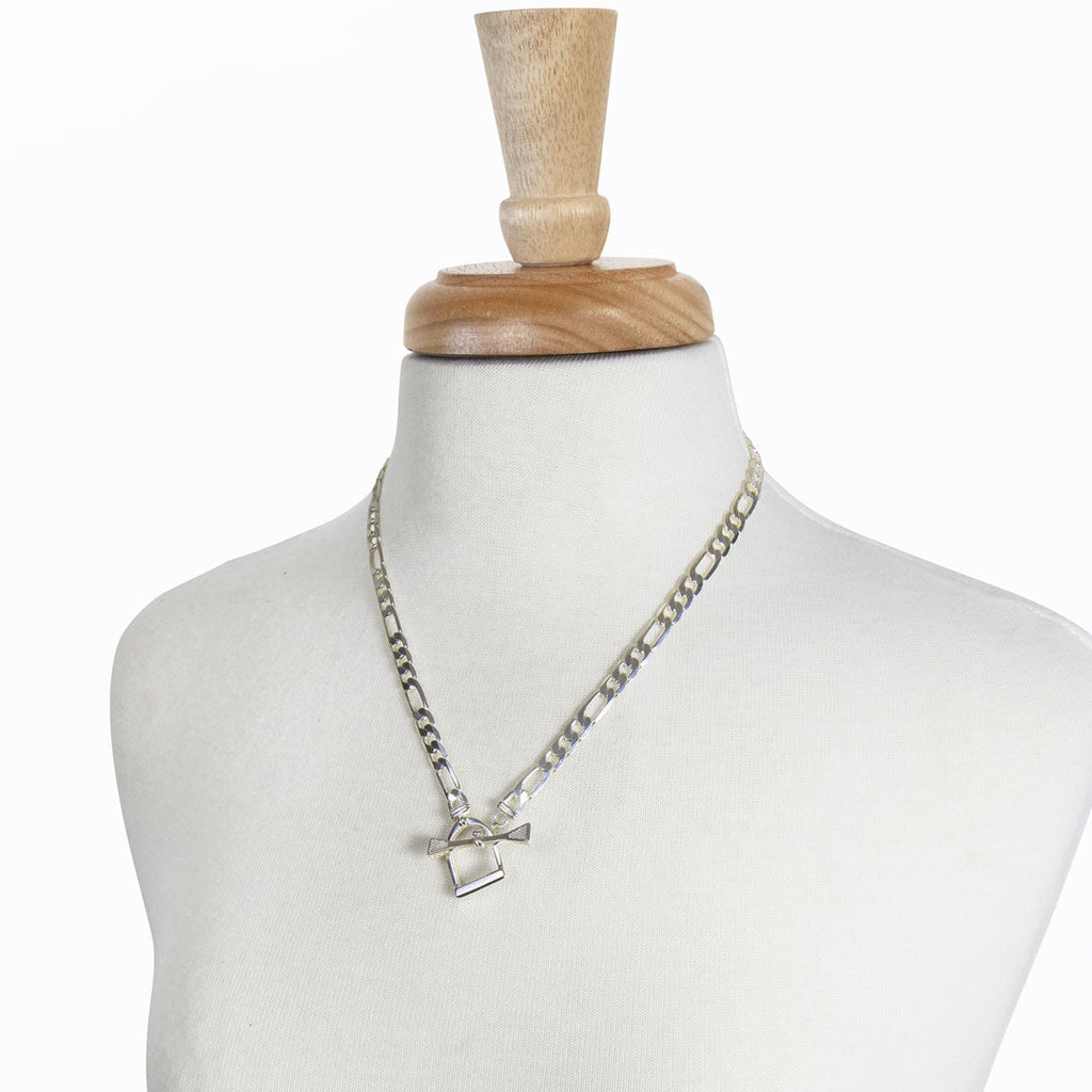 Cortina - Cuban Chain Horse Stirrup Necklace in Silver