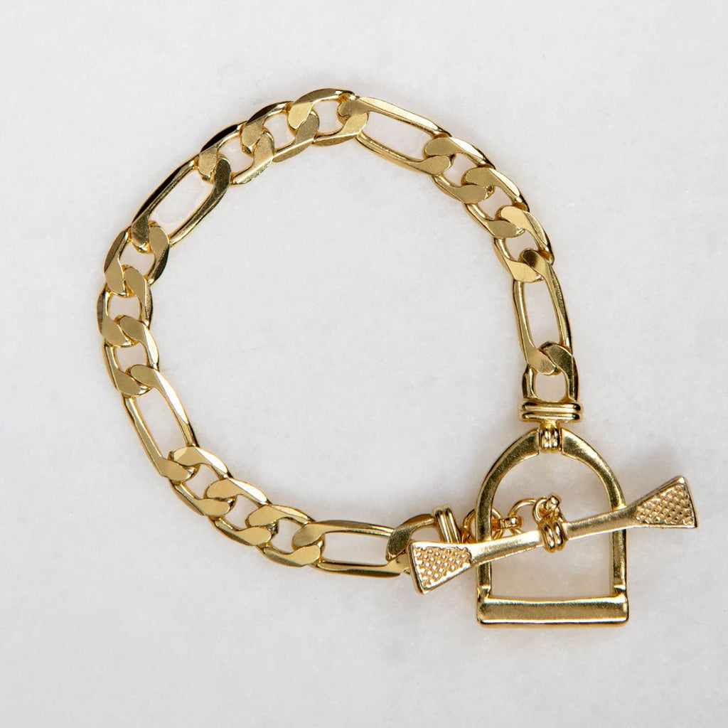 Cortina - Cuban Chain Horse Stirrup Bracelet in Gold