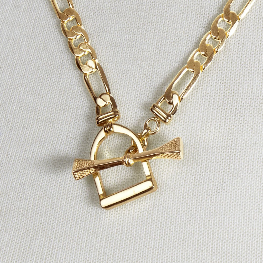 Cortina - Cuban Chain Horse Stirrup Bracelet in Gold