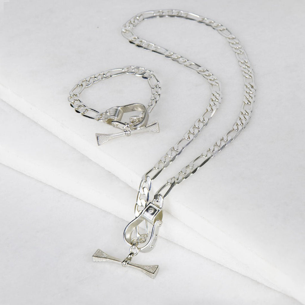 Cortina - Cuban Chain Western Stirrup Bracelet in Silver