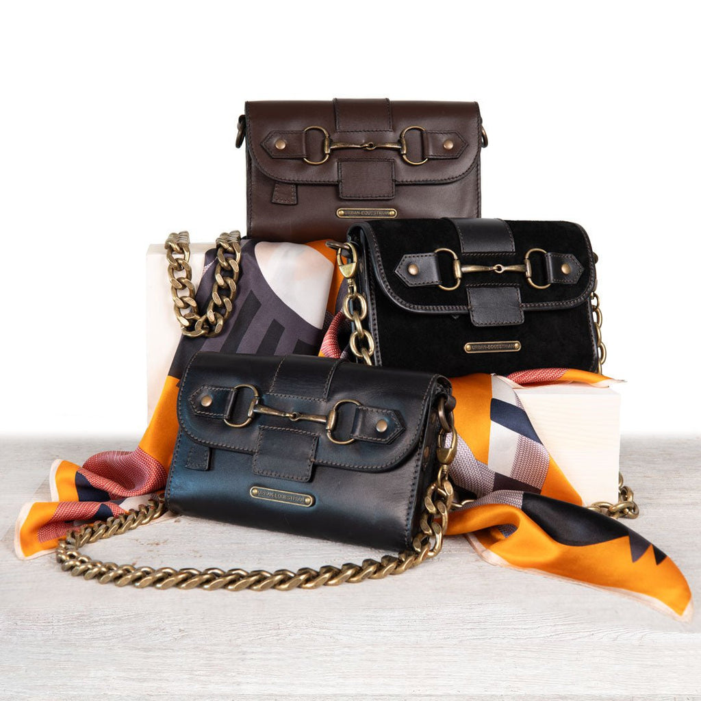 Dalton - Horse Bit Crossbody Luxury Leather Handbag in Deep Brown