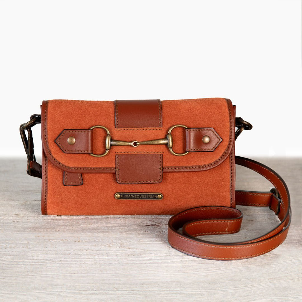 Dalton - Horse Bit Crossbody Luxury Leather Handbag in Cognac on Cognac