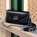 Del Mar - Horse Bit Crossbody Luxury Leather Handbag in Black