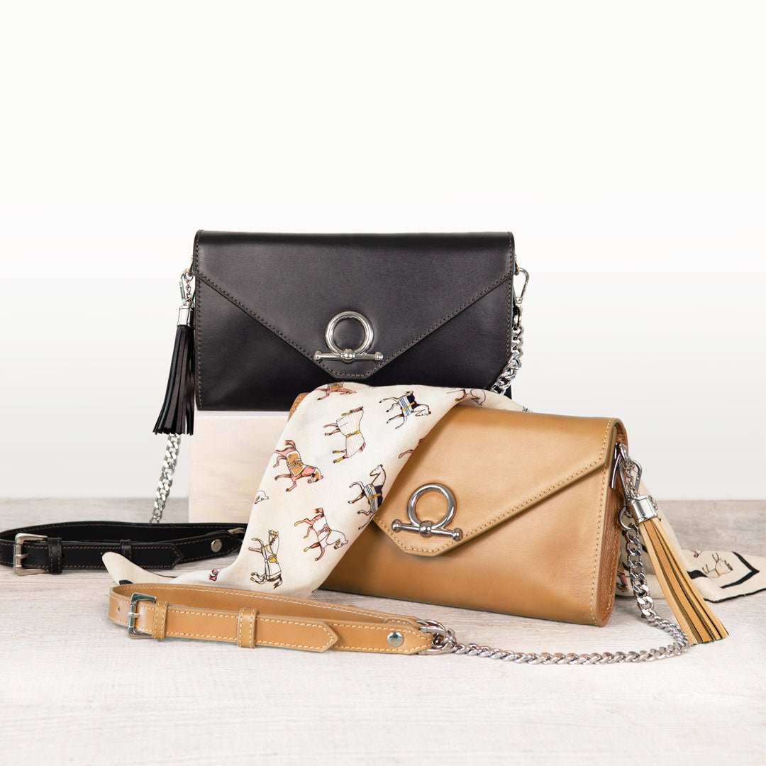 Del Mar - Horse Bit Crossbody Luxury Leather Handbag in Caramel