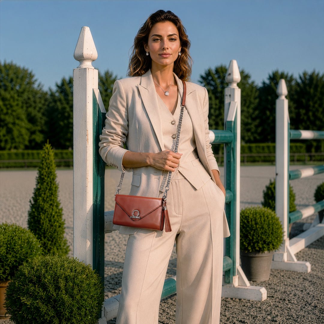 Del Mar - Horse Bit Crossbody Luxury Leather Handbag in Cognac
