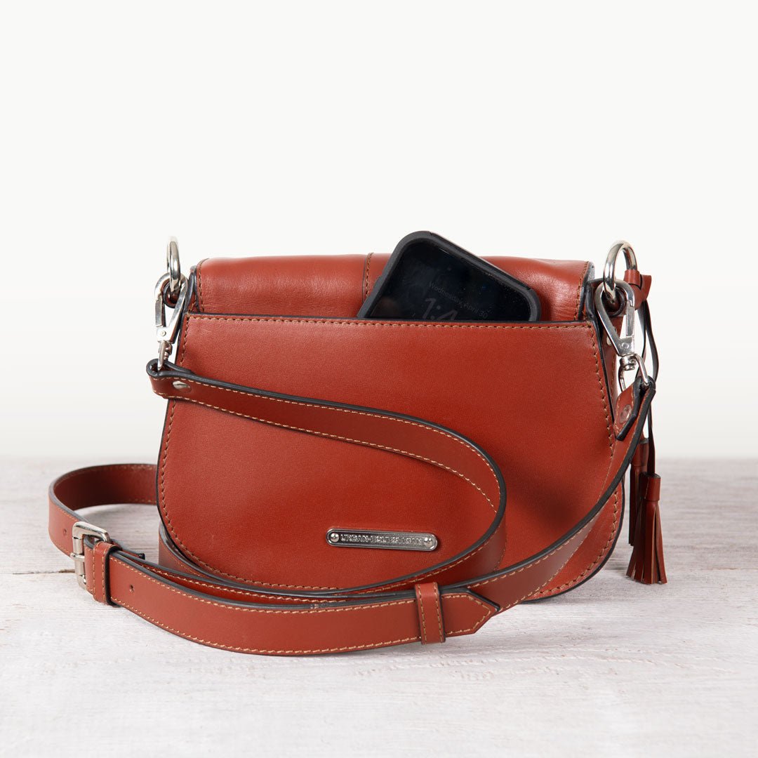 Del Rey - Equestrian Horse Bit Crossbody Luxury Leather Handbag in Cognac
