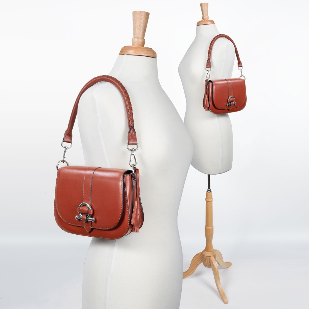 Del Rey - Equestrian Horse Bit Crossbody Luxury Leather Handbag in Cognac