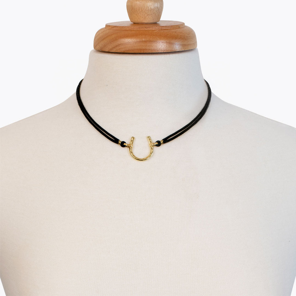 Devlin - Horseshoe Necklace w/ Double Cord in Gold