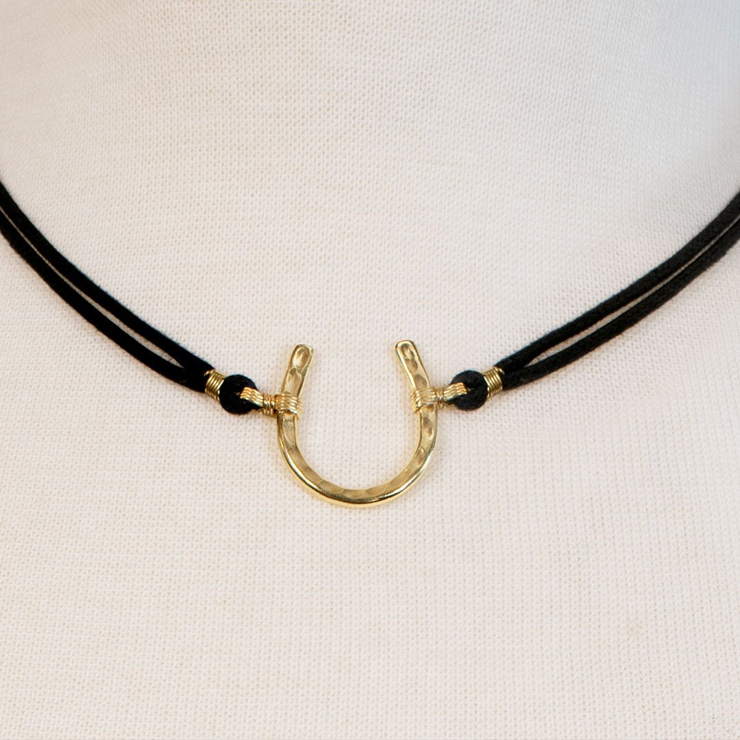Devlin - Horseshoe Necklace w/ Double Cord in Gold