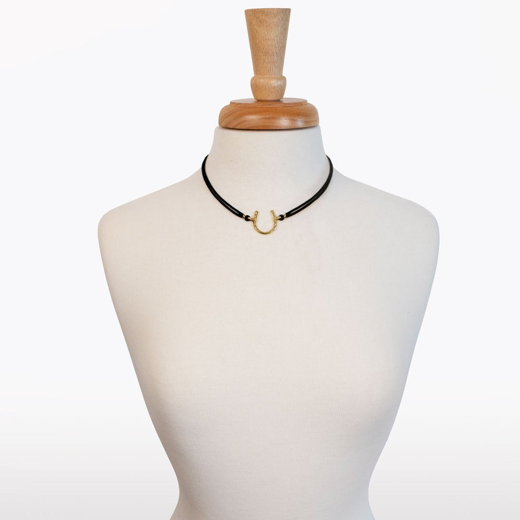 Devlin - Horseshoe Necklace w/ Double Cord in Gold