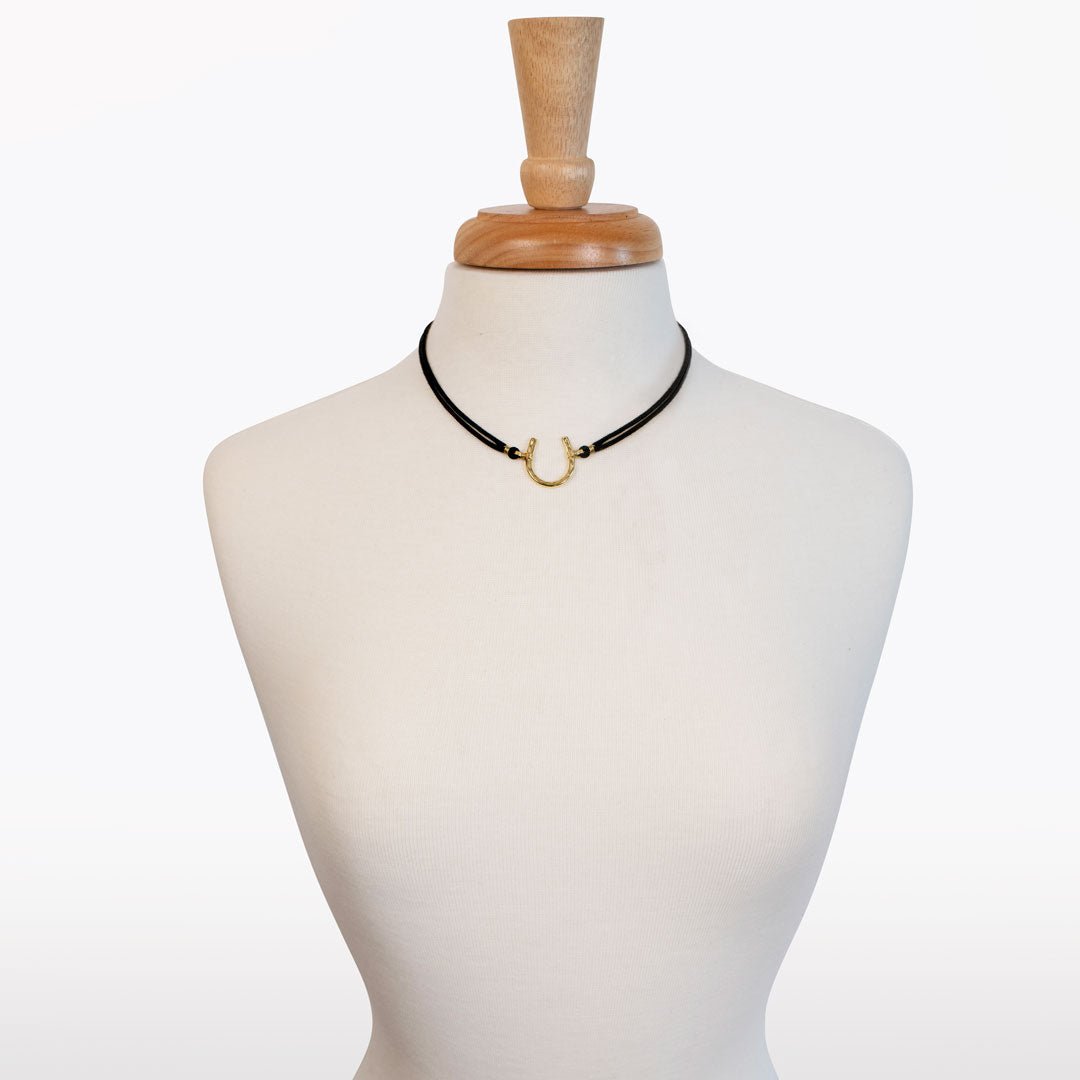 Devlin - Horseshoe Necklace w/ Double Cord in Gold