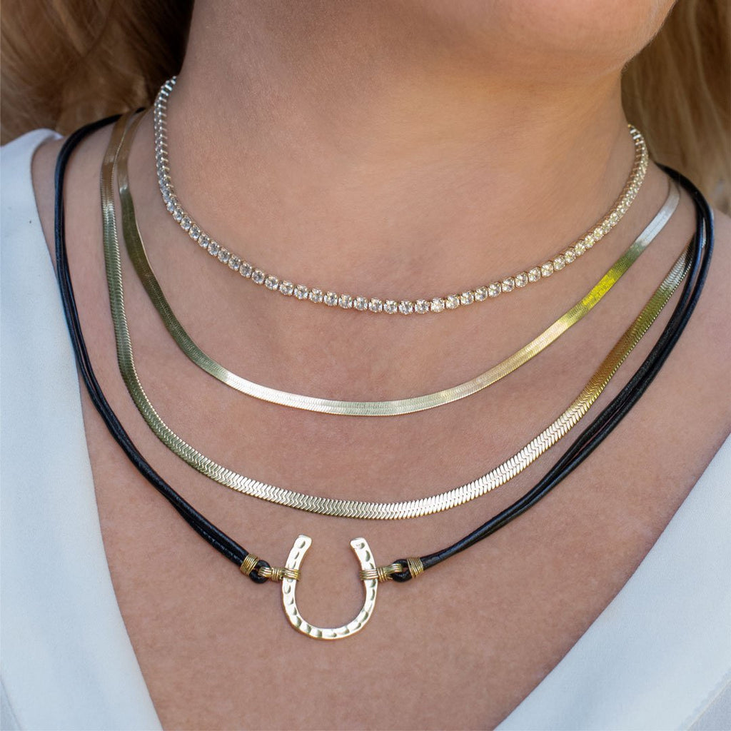 Devlin - Horseshoe Necklace w/ Double Cord in Gold