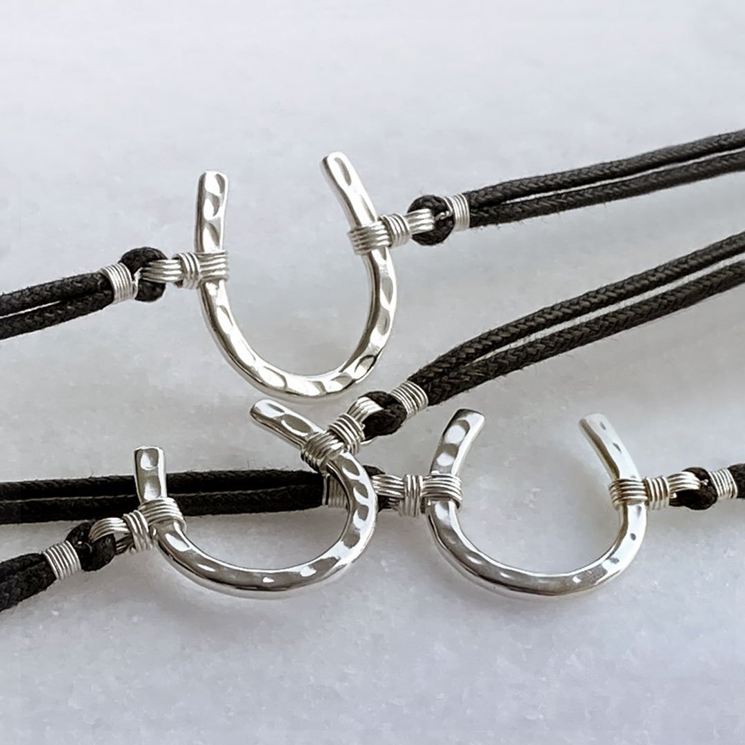 Devlin - Horseshoe Necklace w/ Double Cord in Silver