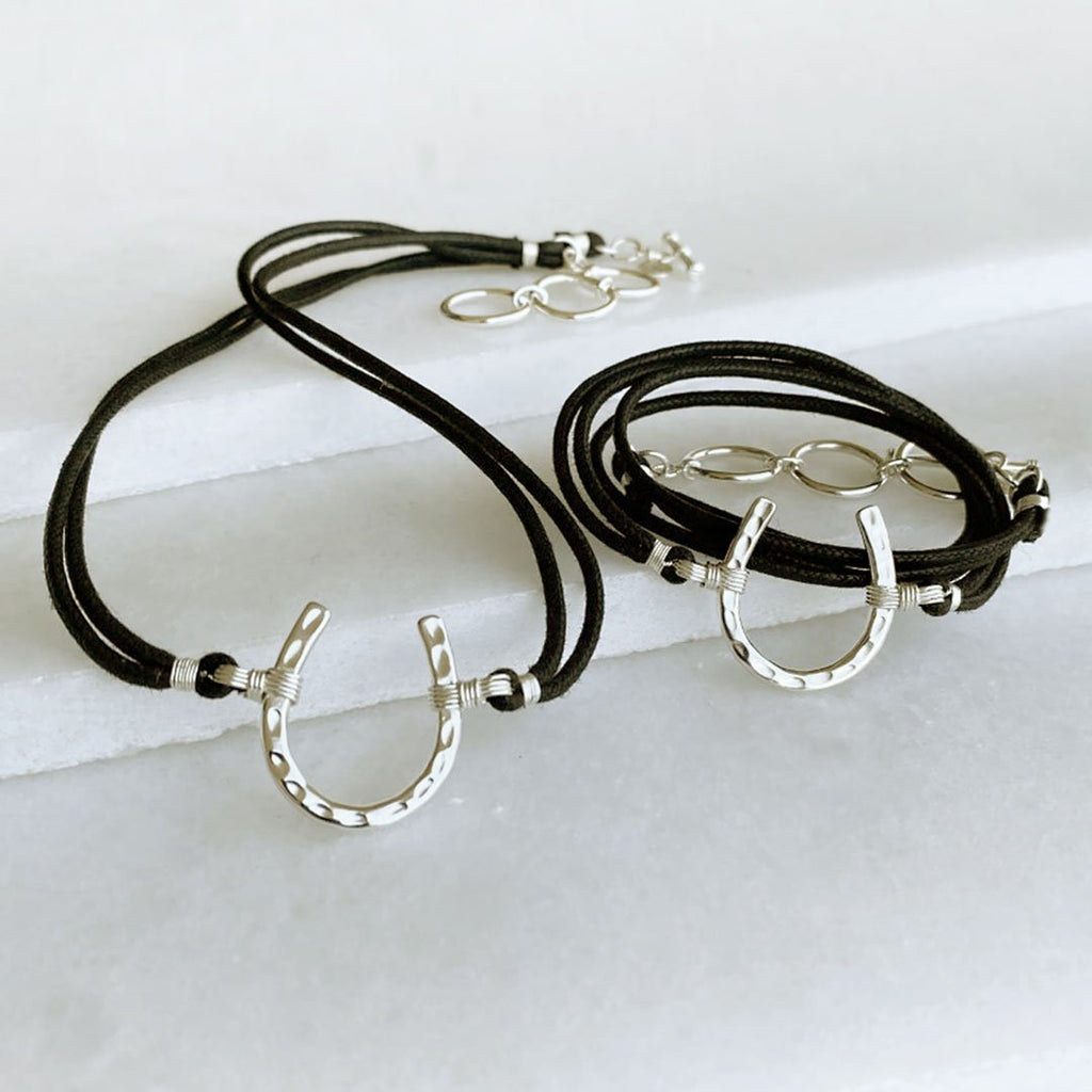 Devlin - Horseshoe Necklace w/ Double Cord in Silver