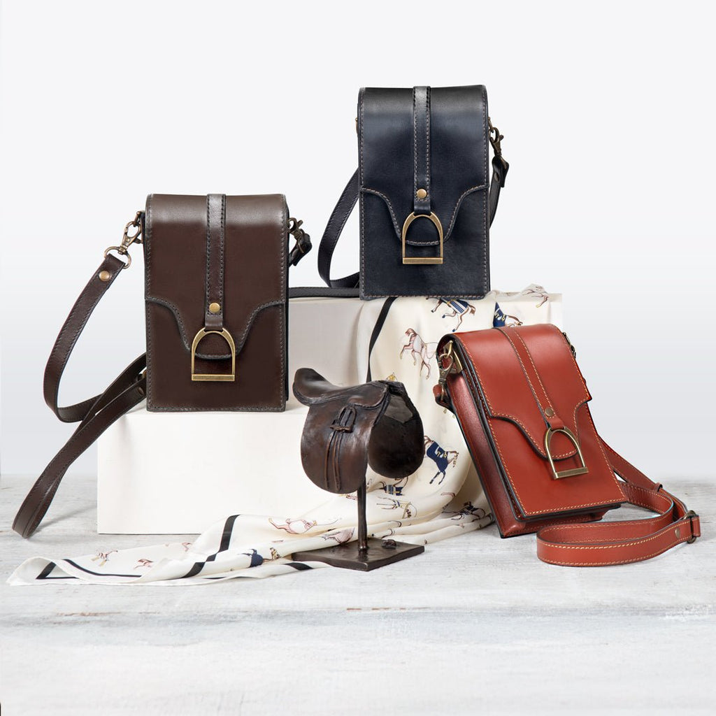 Devon Deluxe Phone Bag - Luxury Leather Handbag in Cognac