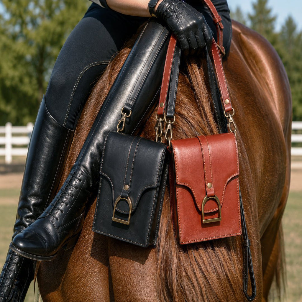 Devon Deluxe Phone Bag - Luxury Leather Handbag in Cognac
