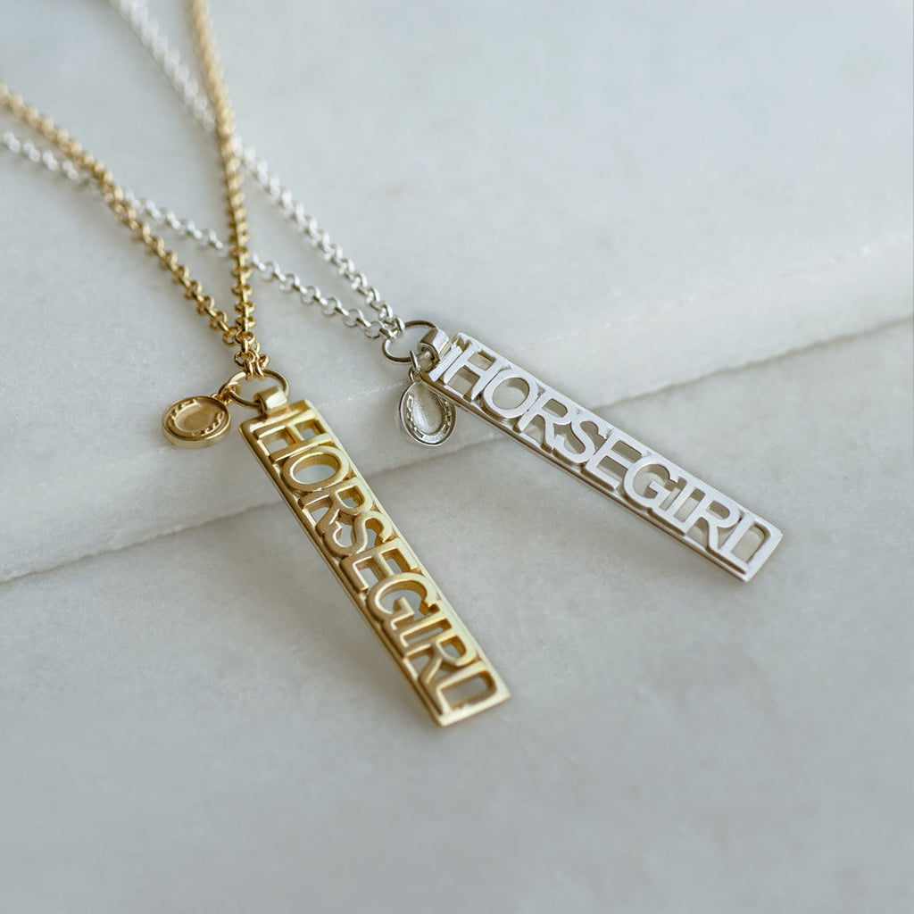 Horse Girl - Equestrian Dog Tag Necklace in Gold
