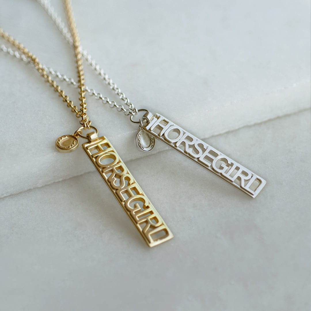 Horse Girl - Equestrian Dog Tag Necklace in Gold