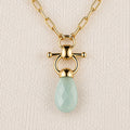 Droplette - Aqua Chalcedony Equestrian Horse Bit Necklace in Gold