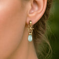 Droplette - Aqua Chalcedony Horse Bit Equestrian Earring in Gold