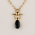 Droplette - Black Onyx Equestrian Horse Bit Necklace in Gold