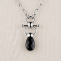 Droplette - Black Onyx Equestrian Horse Bit Necklace in Silver