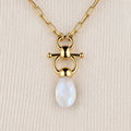 Droplette - Moonstone Equestrian Horse Bit Necklace in Gold