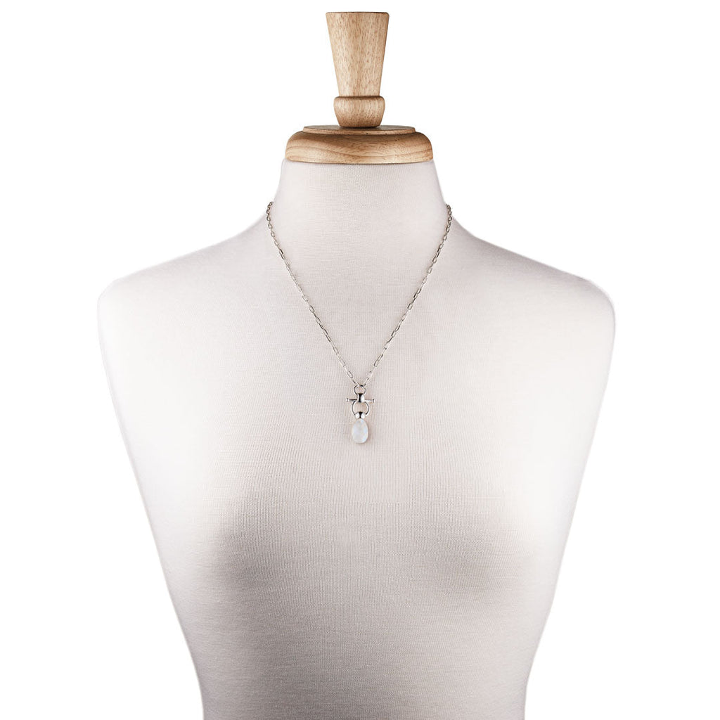 Droplette - Moonstone Equestrian Horse Bit Necklace in Silver