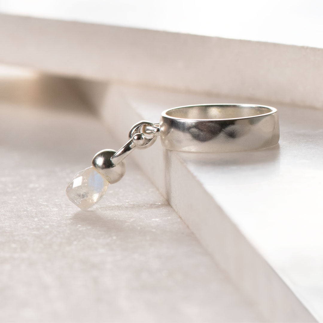 Droplette - Moonstone Equestrian Horse Bit Necklace in Silver