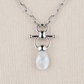 Droplette - Moonstone Equestrian Horse Bit Necklace in Silver