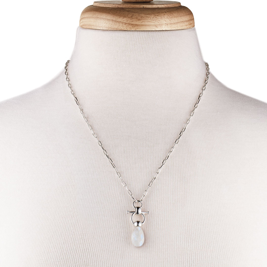 Droplette - Moonstone Equestrian Horse Bit Necklace in Silver
