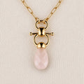 Droplette - Rose Quartz Equestrian Horse Bit Necklace in Gold