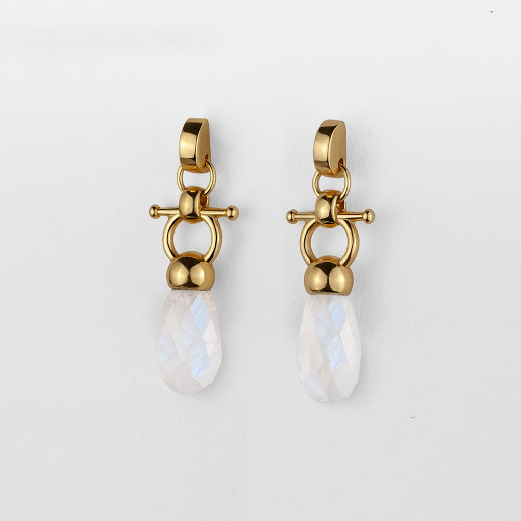 Droplette - Moonstone Horse Bit Equestrian Earring in Gold