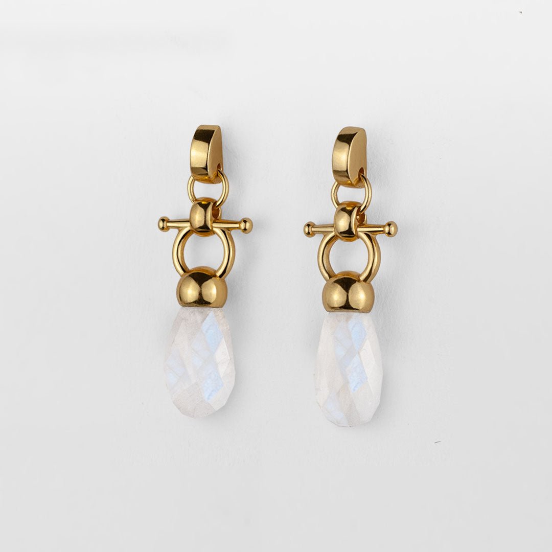 Droplette - Moonstone Horse Bit Equestrian Earring in Gold