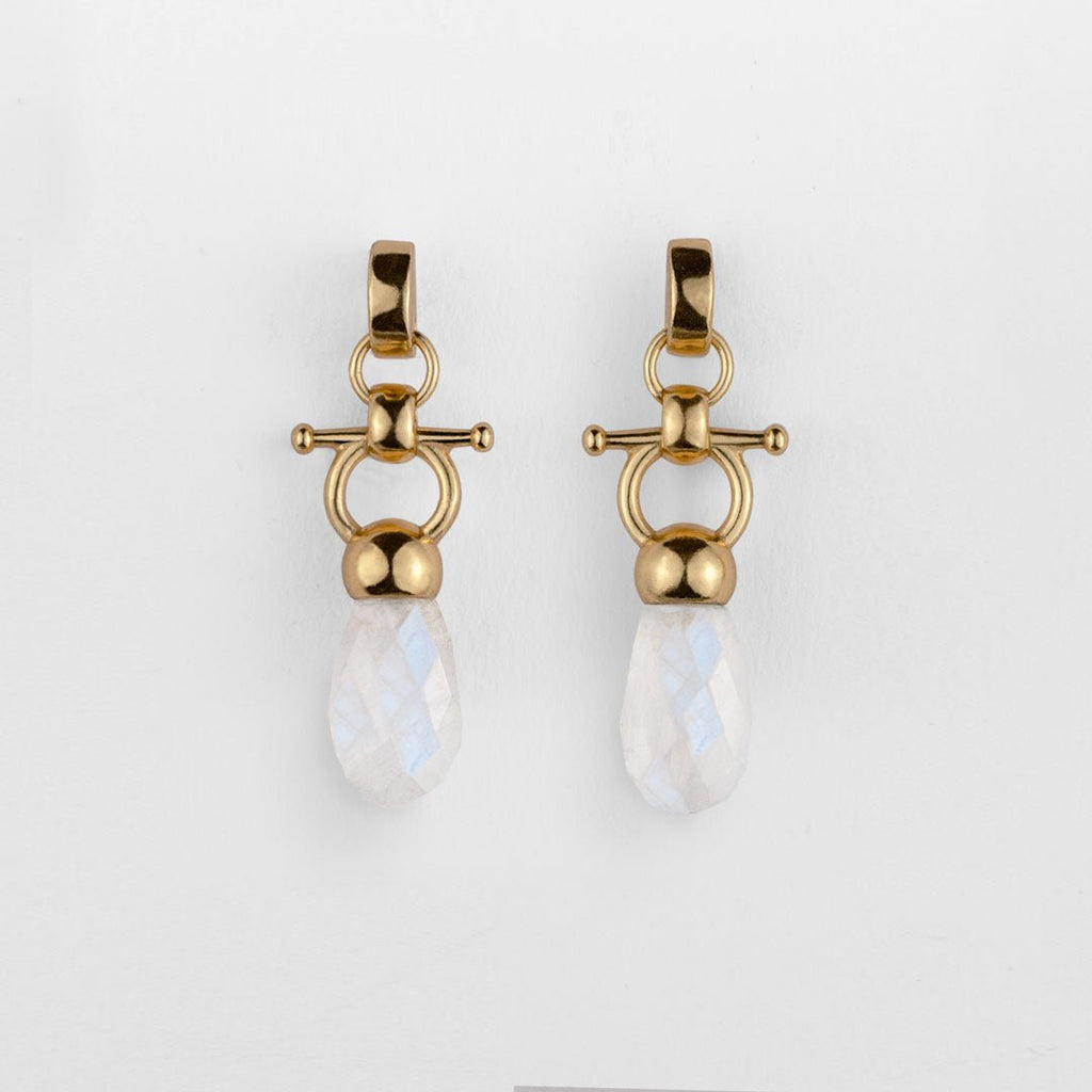 Droplette - Moonstone Horse Bit Equestrian Earring in Gold