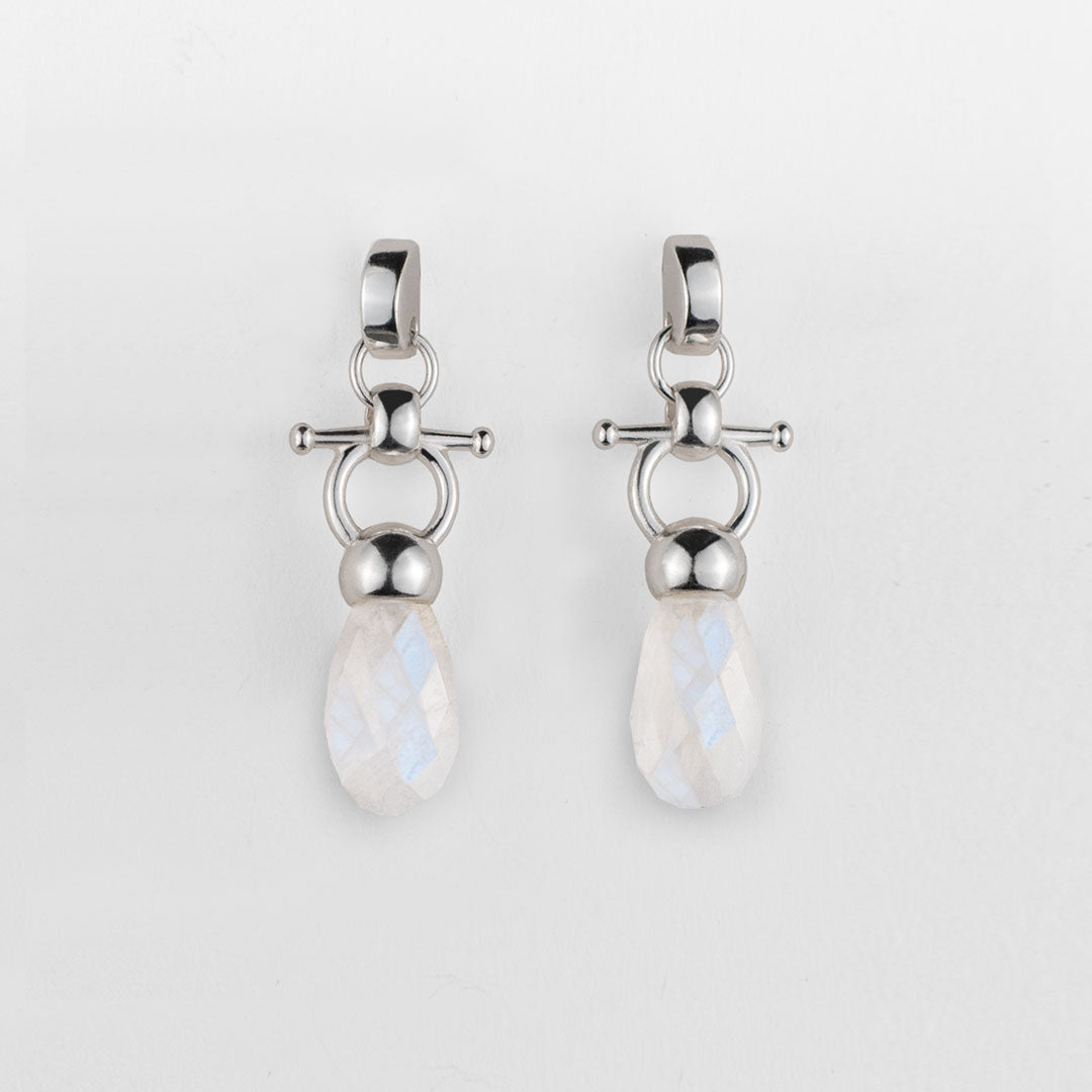 Droplette - Moonstone Horse Bit Equestrian Earring in Silver