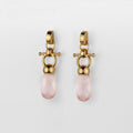 Droplette - Rose Quartz Horse Bit Equestrian Earring in Gold