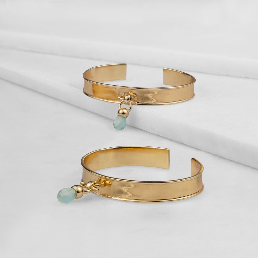 Droplette - Aqua Chalcedony Equestrian Horse Bit Necklace in Gold