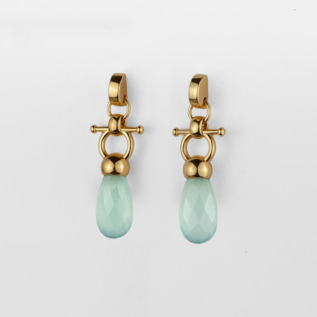 Droplette - Aqua Chalcedony Equestrian Horse Bit Necklace in Gold