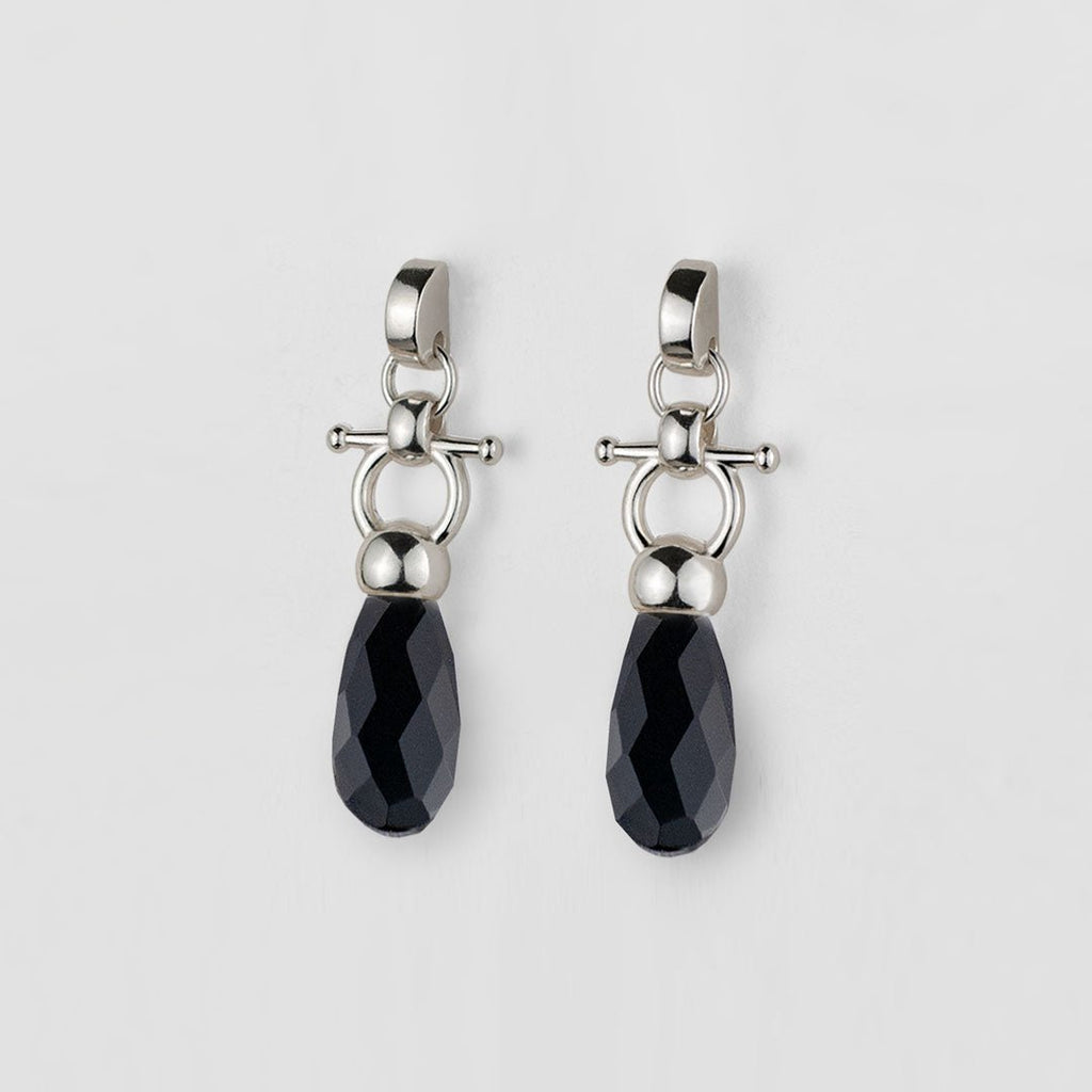 Droplette - Black Onyx Equestrian Horse Bit Necklace in Silver