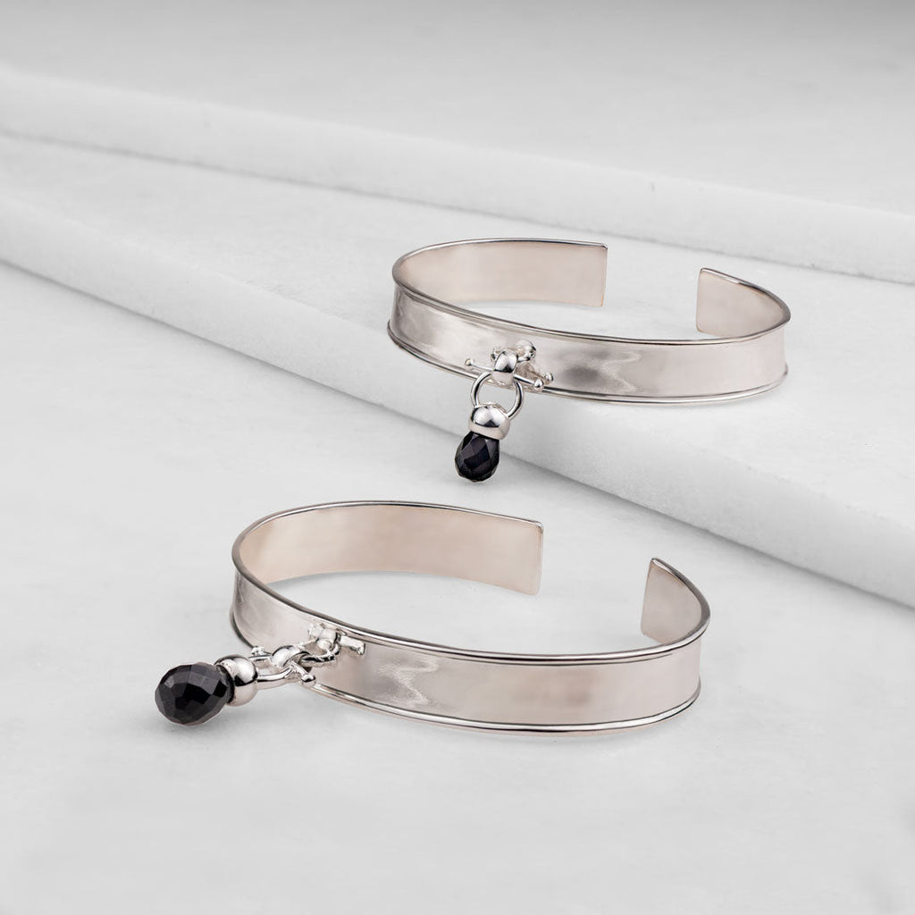 Droplette - Black Onyx Equestrian Horse Bit Necklace in Silver