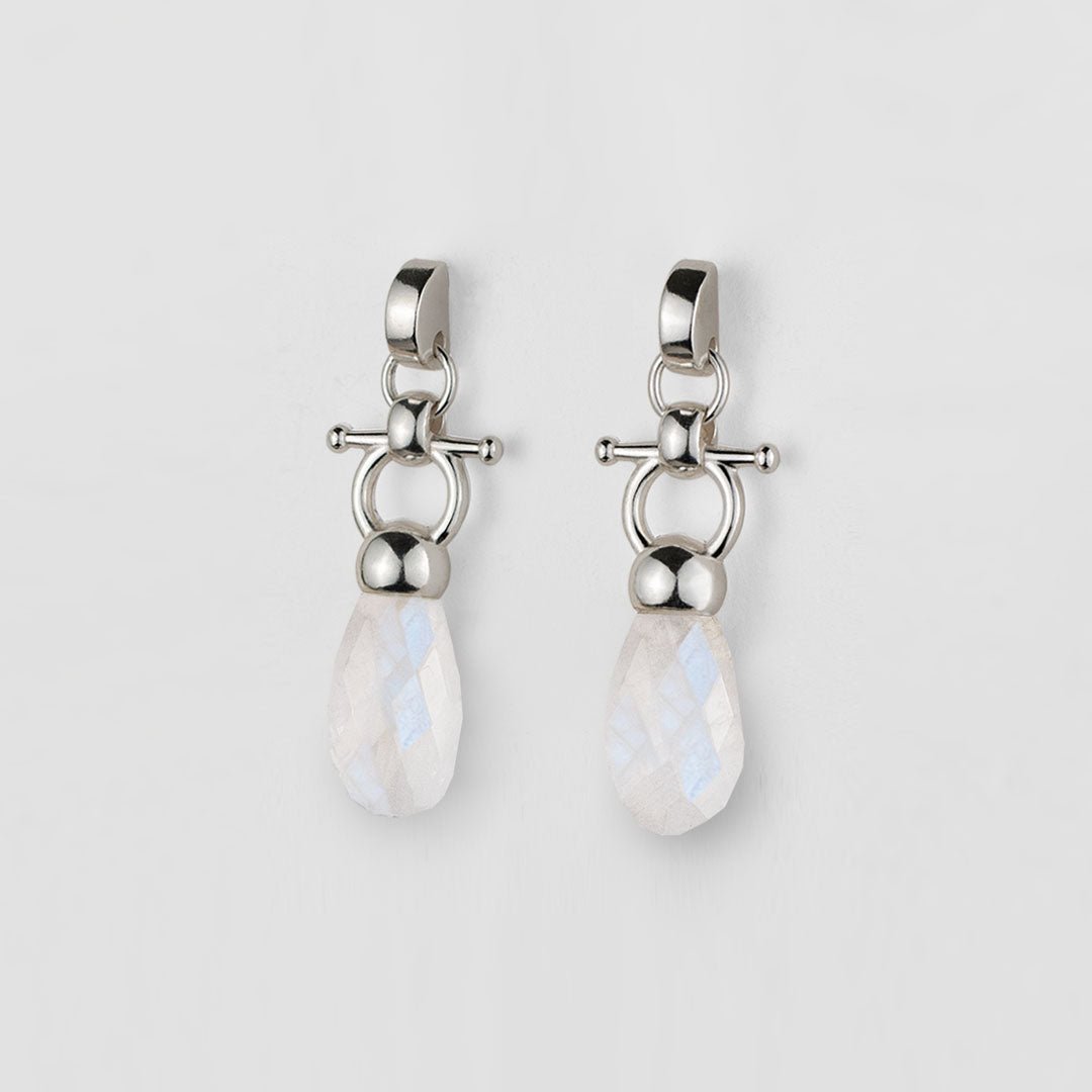 Droplette - Moonstone Equestrian Horse Bit Necklace in Silver