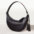 Elle -Half-Moon Vanity Luxury Leather Handbag in Black