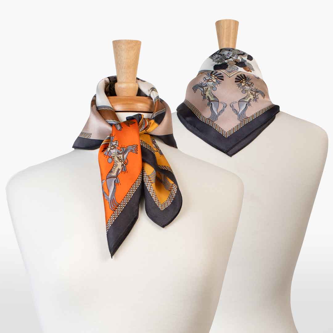 Helena - Stylized Equestrian Scarf in Bold Amber & Tangerine