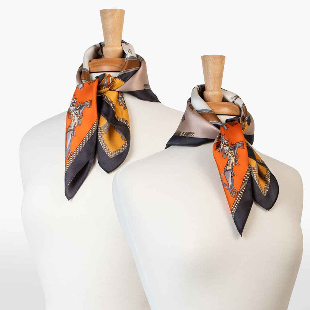 Helena - Stylized Equestrian Scarf in Bold Amber & Tangerine