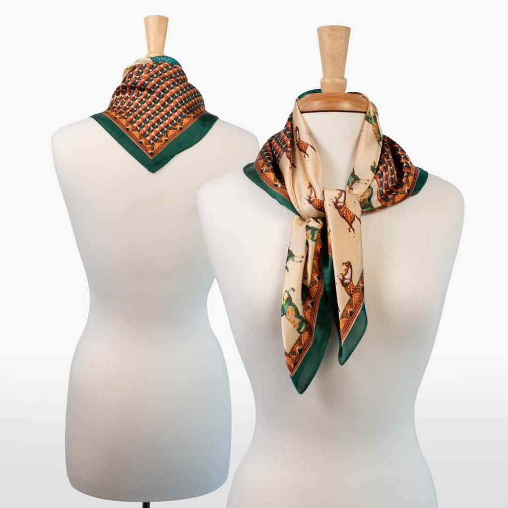 Empire - Stylized Equestrian Pattern Multi-Color w/ Emerald Border Scarf